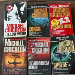 Michael Crichton paperback selection - 6 books.